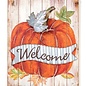 Fall Decor Wall Plaque / Sign Pumpkin Welcome 15x19 Wood (MDF) & Metal