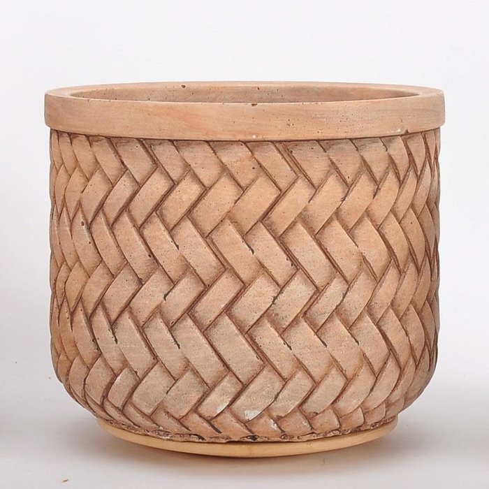 Pot Basketweave Planter Med 8.5x7 Brown