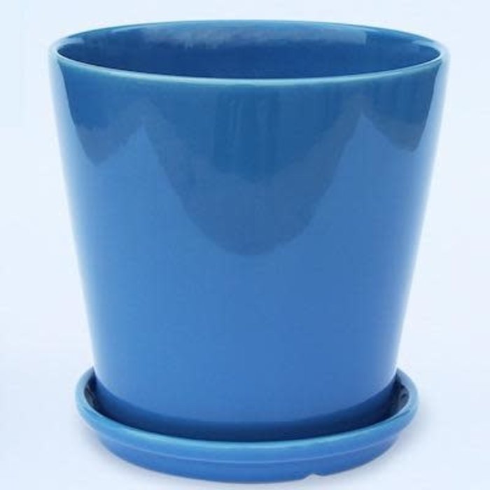 Pot Round Taper w/Saucer Lrg 6x6 Blue