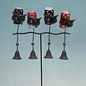 Stake w/Owl Bell Chime holds 4 Cans or Glass Bottles 17x4x36 Metal