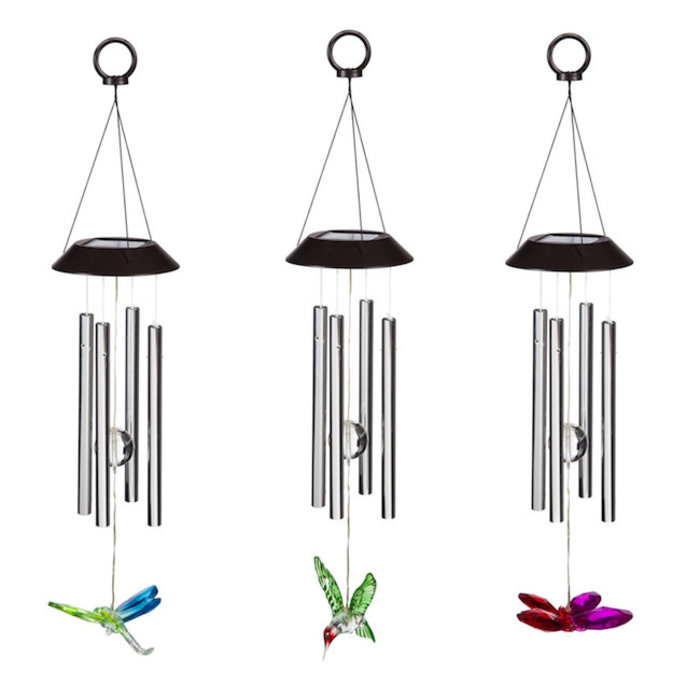 Wind Chime Drgfly/Hbird/Btrfly Asst Solar 23.5"H