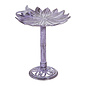 Birdbath Purple/Verdegris Floral w/Perched Bird 16" Metal