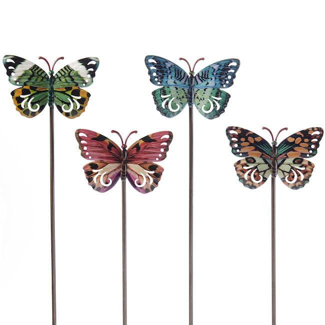 Plant Pick / Garden Stake Butterfly Asst Metal 23H