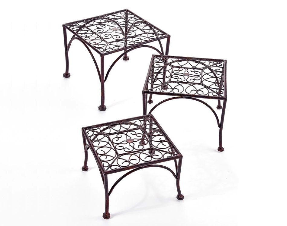 Sq Iron Plant Stand/Riser Med 12X8