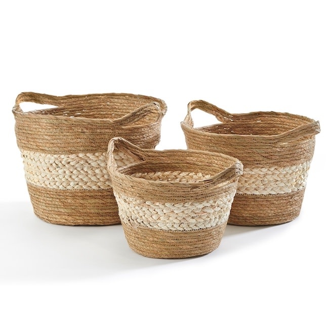 Basket Natural Grass Lrg 15x9 Gray/Tan