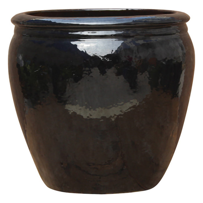 Pot Venice Olive Jar Sml 9x8 Blk/Wht