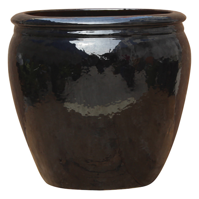 Pot Venice Olive Jar Med 13x13 Blk/Wht