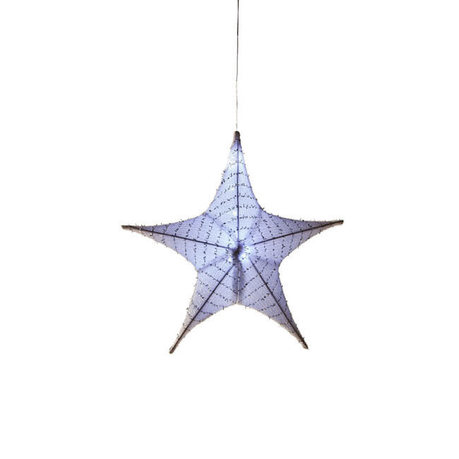 Christmas/Winter Lighted Star Fabric Sm White