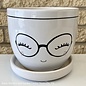 Pot Little Priss Face w/att Saucer Asst Design 5x4 White