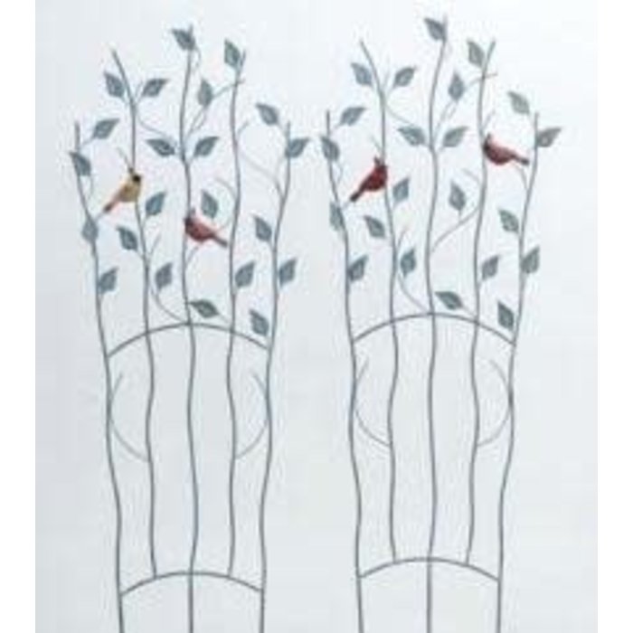 Trellis w/Leaves and 2 Birds 20.5x57 Asst Metal