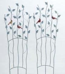 Trellis w/Leaves and 2 Birds 20.5x57 Asst Metal