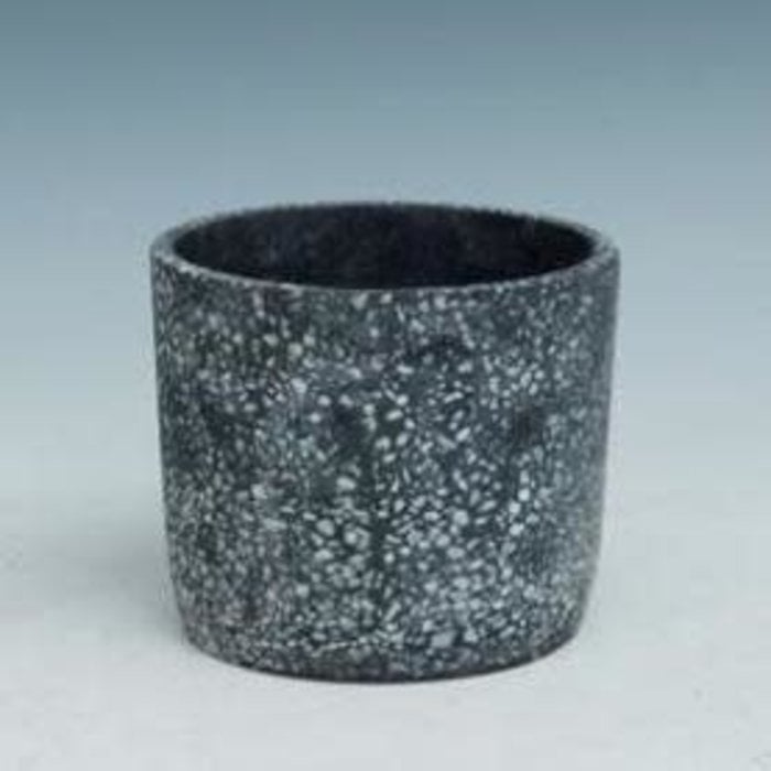 Pot Black Speckled/Mosaic Cylinder Sml 5x4.5 B/W Cement