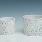 Pot White Speckled/Mosaic Cylinder Sml 5x4.5 Cement