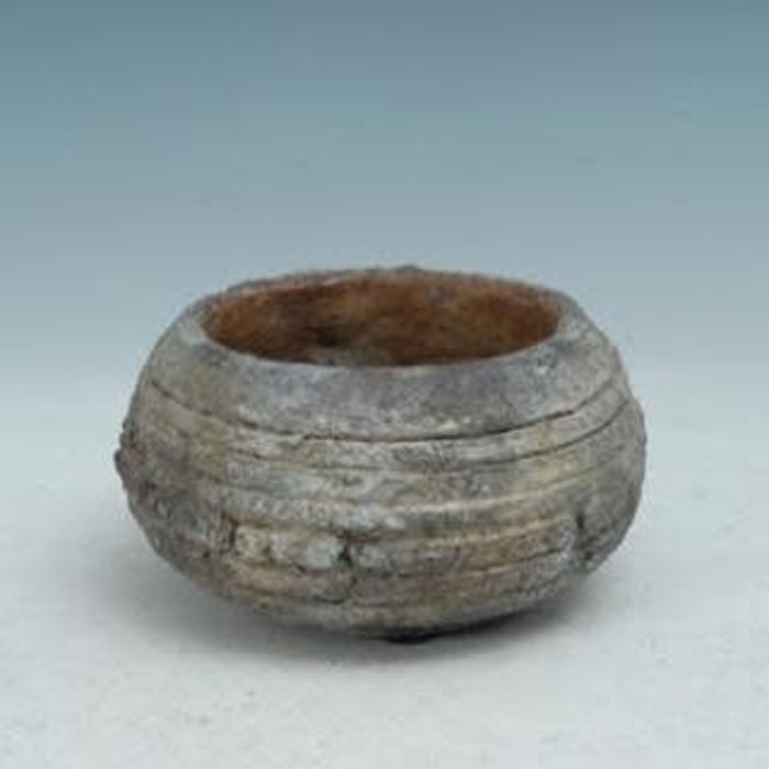 Pot/Bowl Banded/Ringed Rustic Sml 5x3 Cement