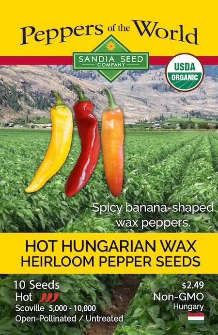 Seed Pepper Hot Hungarian Wax Heirloom Organic - Capsicum annuum