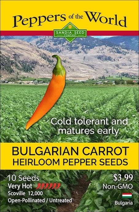 Seed Pepper Bulgarian Carrot Heirloom Organic - Capsicum annuum