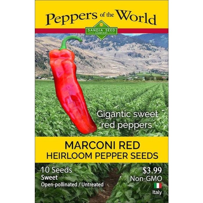 Seed Pepper Marconi Red Sweet - Capsicum annuum