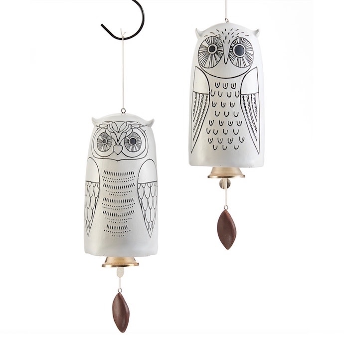 Wind Chime/Garden Bell Owl 6"H Asst Metal/Resin/Ceramic