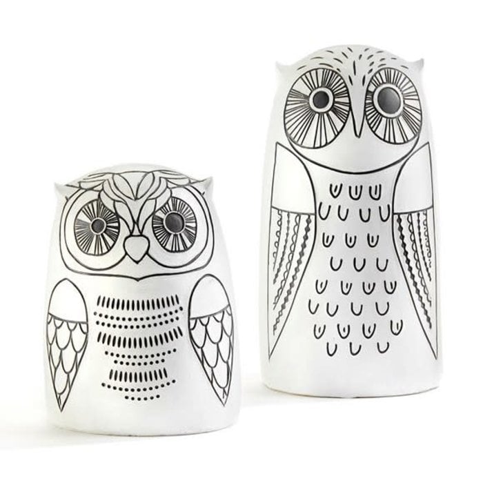 Statuary/Figurine Owl Lrg 4x8 B/W Resin