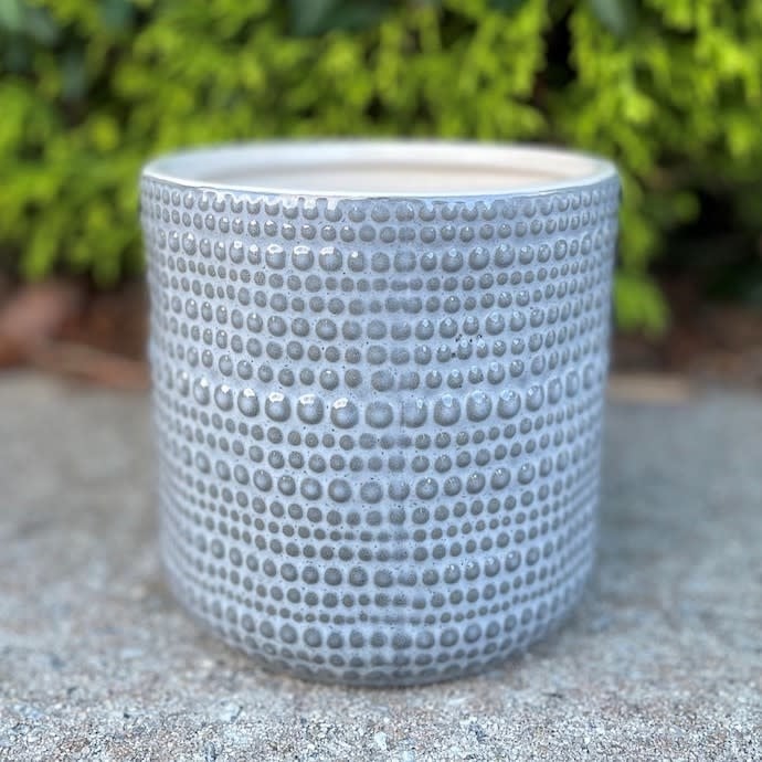 Pot Layla Beaded Lines 5.5x5.5 Gray/White