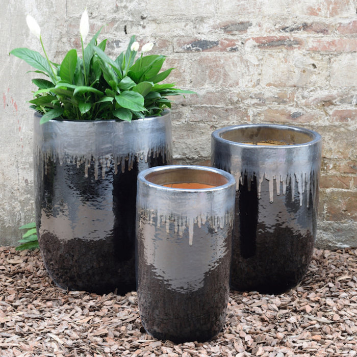 Pot Salinas 2-Tone Tall Planter Med 14x21 Asst