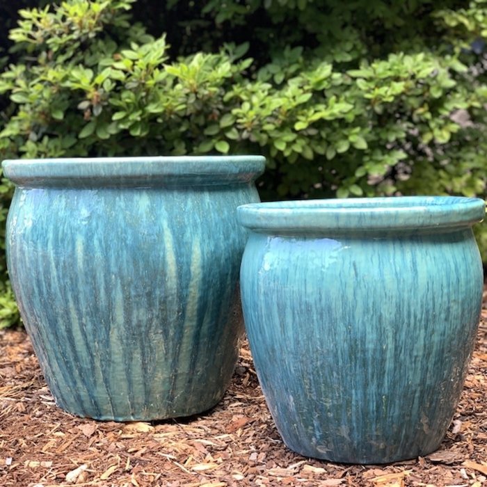 Pot Carmel Jar Planter w/Wide Rim Med 16x15 Blue