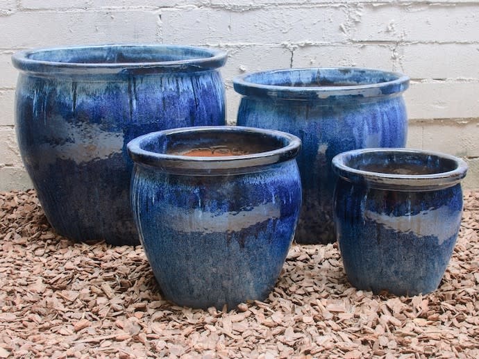 Pot Carmel Jar Planter w/Wide Rim Xlg 25x22 Blue