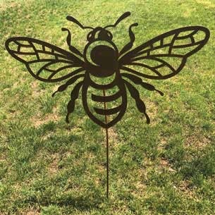 Garden Stake Bumble Bee Silhouette Borcon Steel 33x40