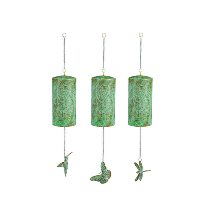 Wind Chime/Garden Bell w/Dragonfly 3x7 Asst Gold/Verdigris