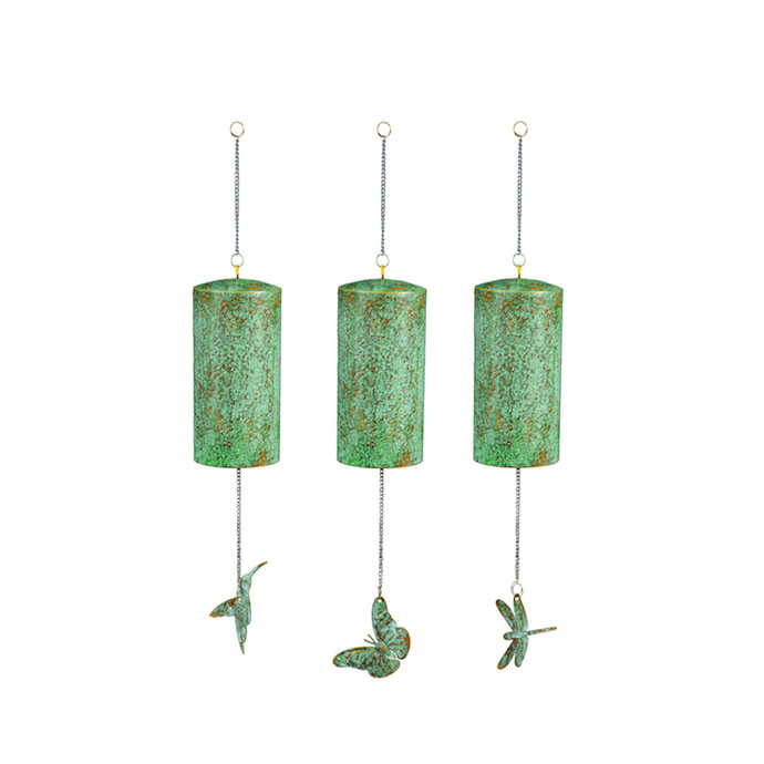 Wind Chime/Garden Bell w/Dragonfly 3x7 Asst Gold/Verdigris