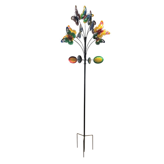 Wind Spinner / Garden Stake Flutter Butteries 84"h