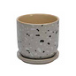 Pot Terrazzo Speckle w/att Saucer Sml 4.5x4.5 Gray