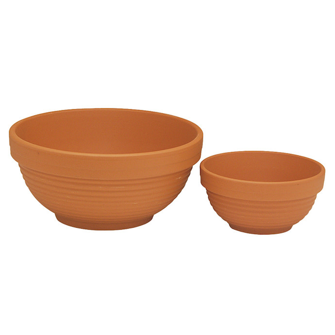 J40-Pottery - Terracotta/Clay Pot Planter Bowl 12 w/ Lines