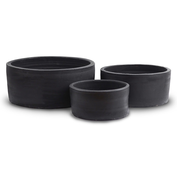 Pot Low Thai Cylinder Lrg 15x6 Black