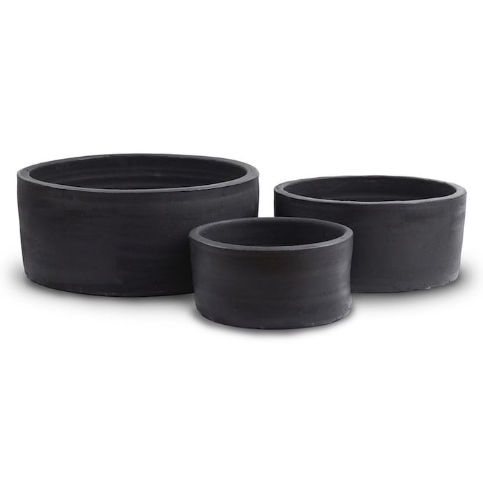 Pot Low Thai Cylinder Med 12x5 Black