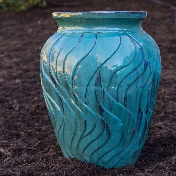 Pot Spinnaker Jar 26x36 Aqua