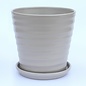 Pot Wavy Taper w/Saucer Lrg 6.75x6 Matte White/asst