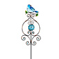 Garden Stake Glow-in-the-Dark Blue Bird on Branch Metal/Glass Asst 39"H