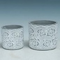 Pot Cylinder w/Flower Design Lrg 5.5x5 Cement
