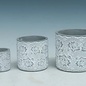 Pot Cylinder w/Flower Design Med 4x4 Cement
