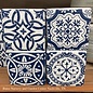 Pot Indigo Tile Planter w/Asst Designs 4x4 White/Blue