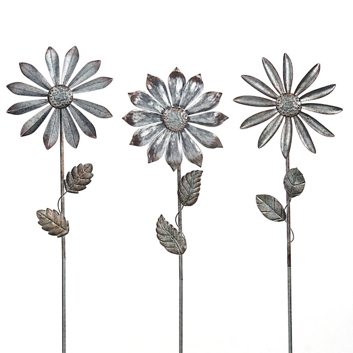 M99Miscellaneous Outdoor Living Wind Spinner / Garden Stake Flower Asst Metal 36"H Bates