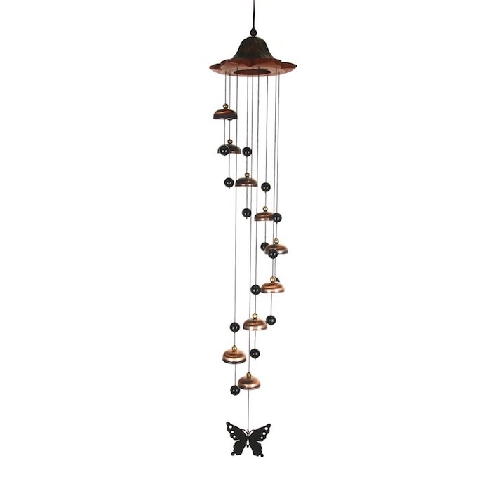 Wind Chime / Garden Bell Spiral Butterly  Wood/Metal 43.5"H