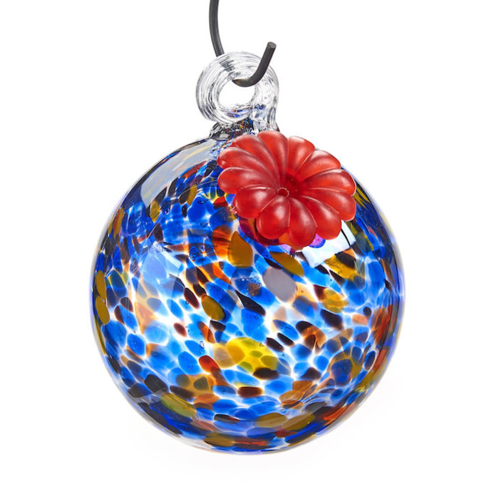 Bird Feeder Hummingbird ArtGlass Orb/Ball 5x4 Blue