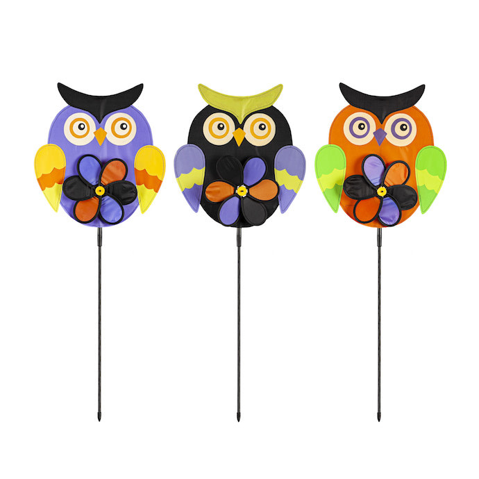 Pinwheel Spinner / Garden Stake Halloween Owl Asst 13H