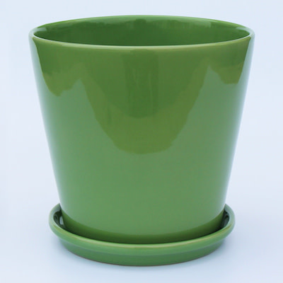 Pot Round Taper w/Saucer Lrg 6x6 Green
