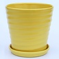 Pot Wavy Taper w/Saucer Lrg 6.75x6 Matte Yellow