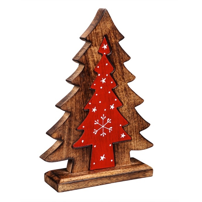 Christmas/Winter Tree w/Snowflake Cutout Lrg 9.75x7 Wood