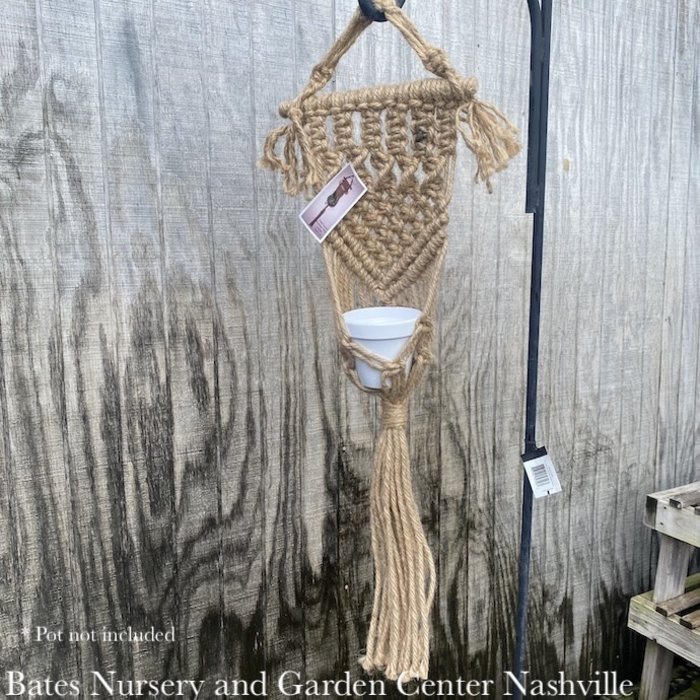 Plant Hanger Macrame / Natural Jute Wall Style w/Bar Top & Fringe 40"