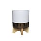 Pot Ackerly Cache Cylinder w/Wood Stand Sml 6x7.5 Silver/Gold